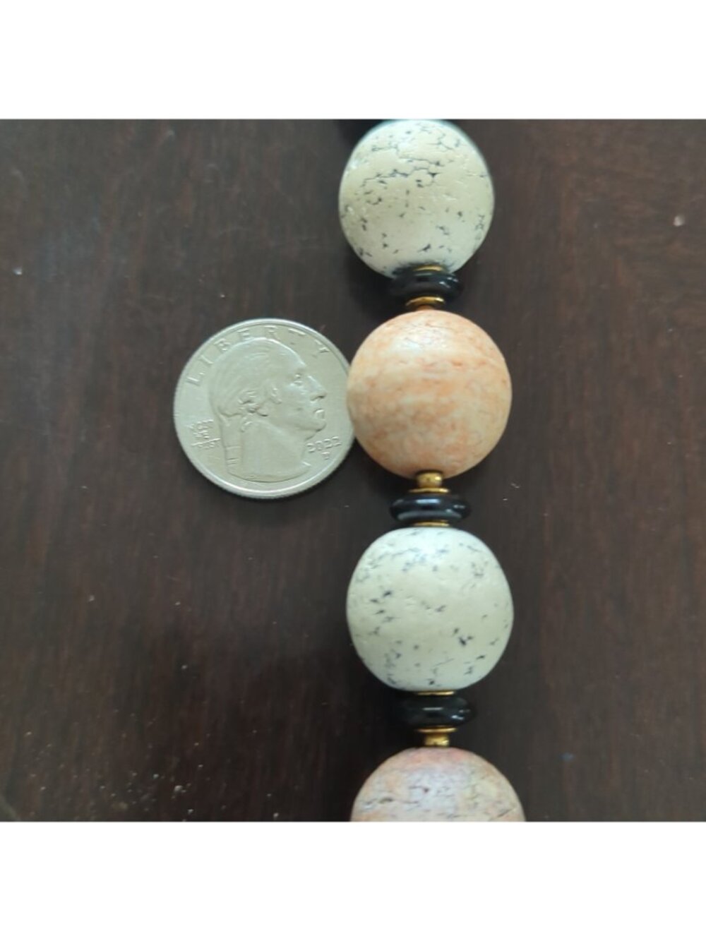 Monet Vtg Stone Bead Necklace Speckled Pastel Earth Tones Estate - Lp - Picture 10 of 10